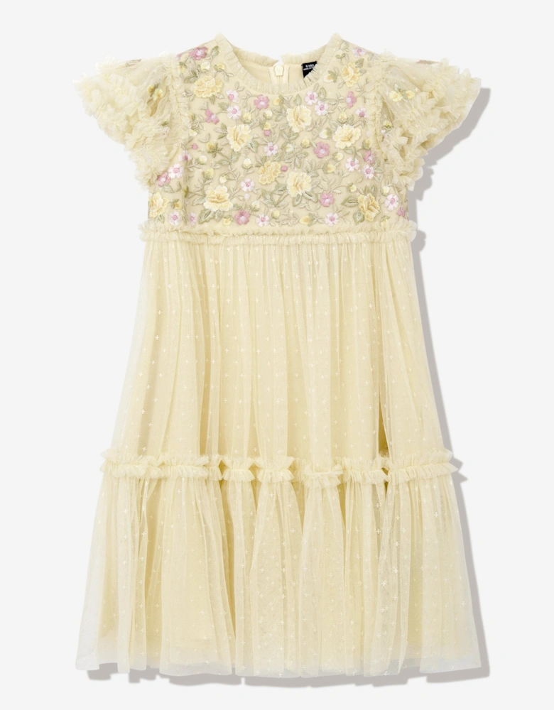 Girls Tulle Florine Bodice Dress in Yellow