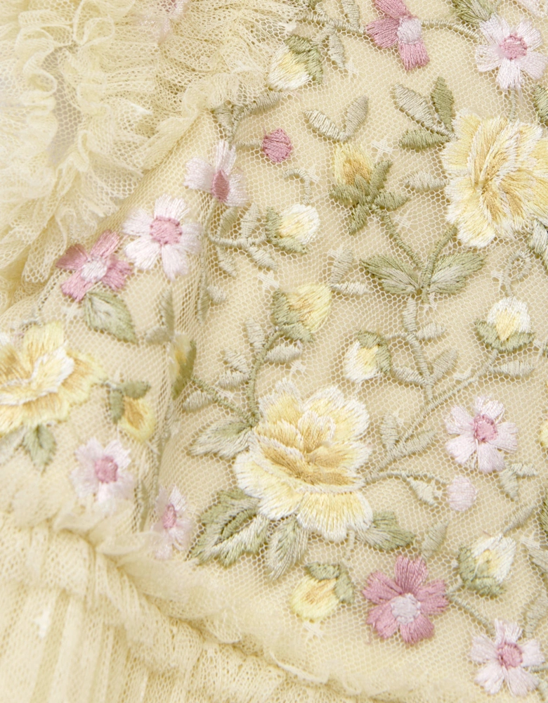 Girls Tulle Florine Bodice Dress in Yellow
