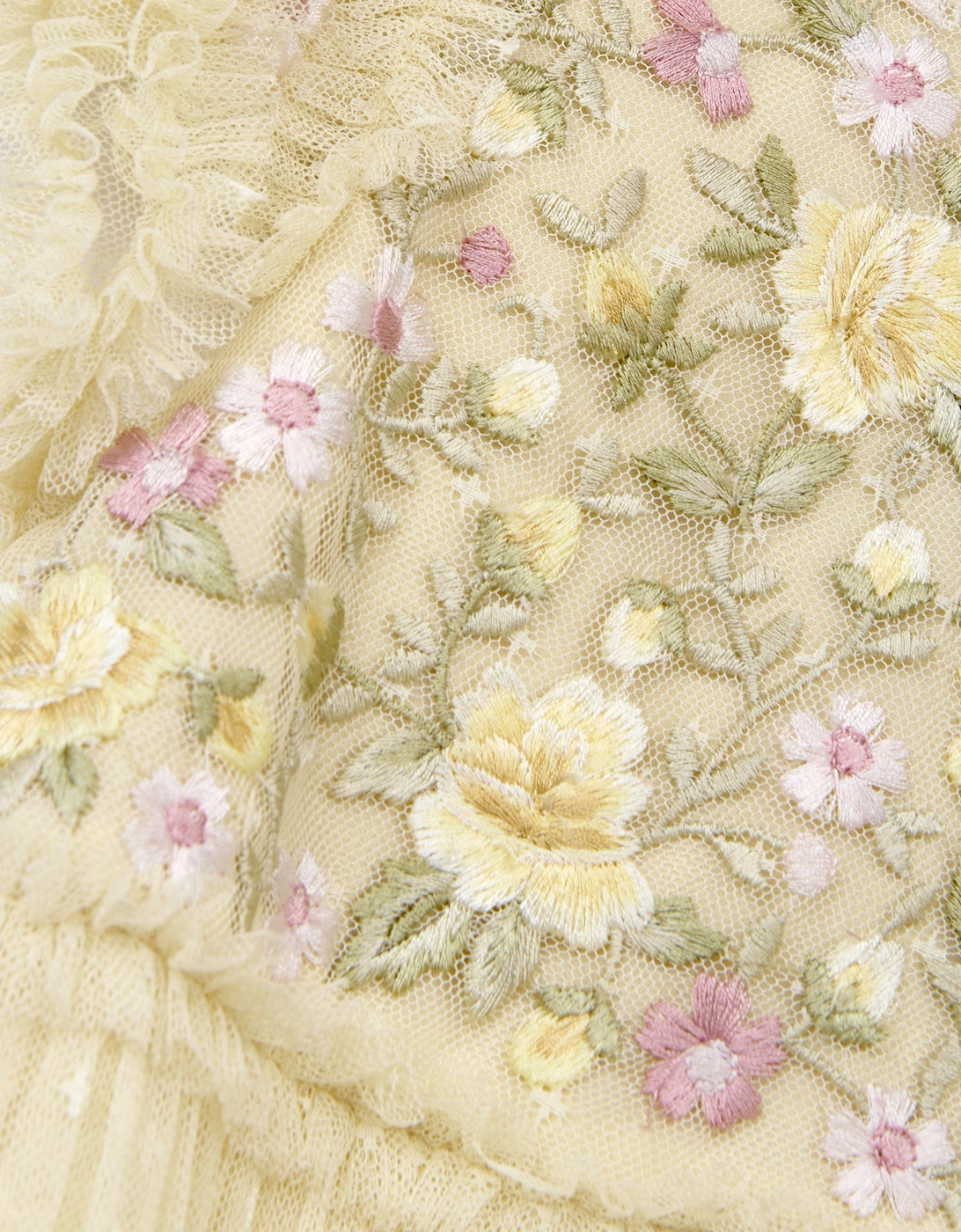 Girls Tulle Florine Bodice Dress in Yellow