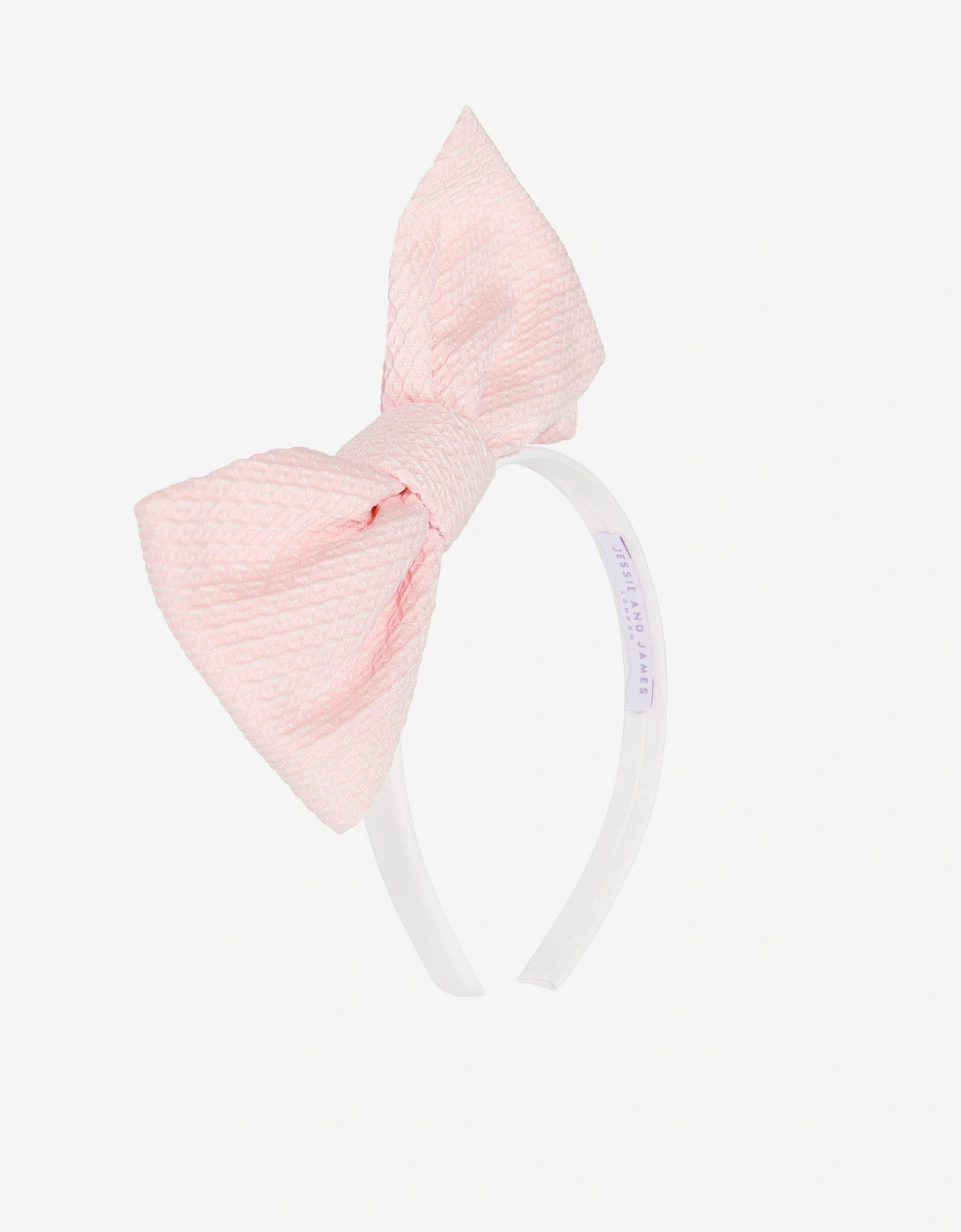 Girls Origami Dotty Jacquard Bow Headband in Pink, 5 of 4