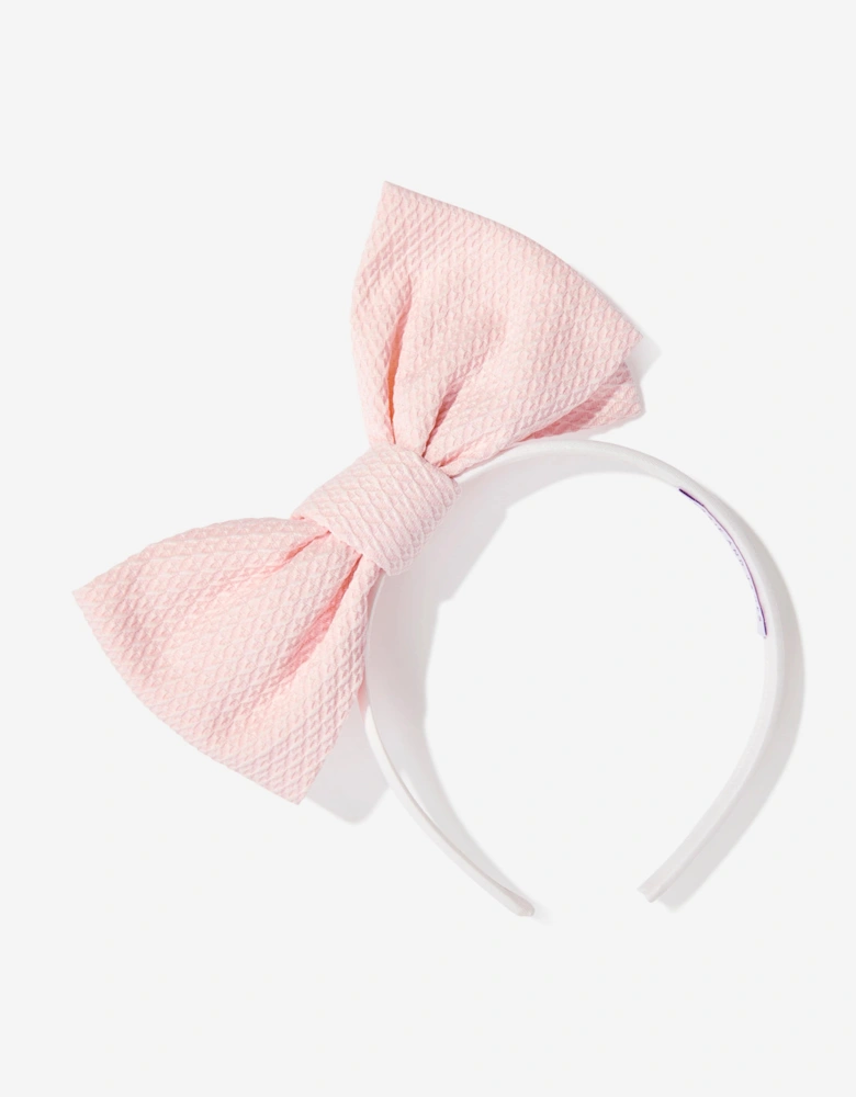 Girls Origami Dotty Jacquard Bow Headband in Pink