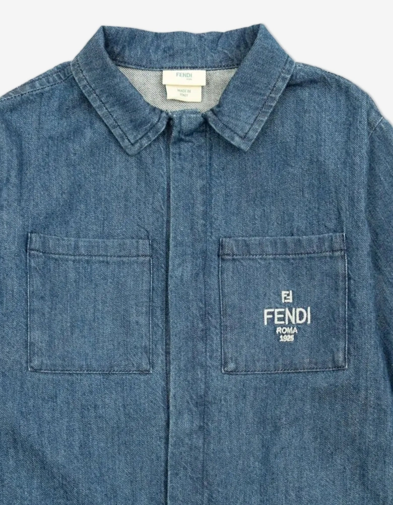 Baby Boys Light Denim Shirt in Blue
