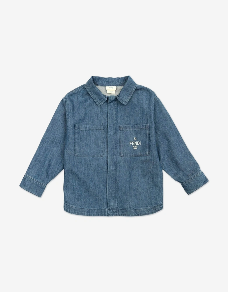 Baby Boys Light Denim Shirt in Blue