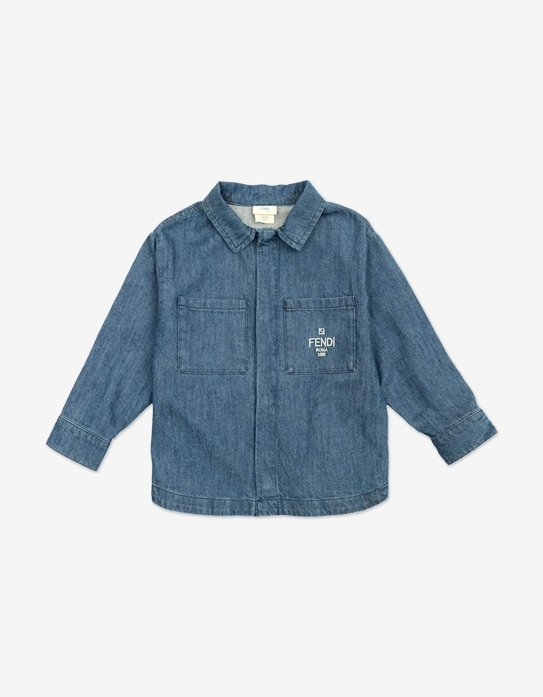Baby Boys Light Denim Shirt in Blue, 5 of 4