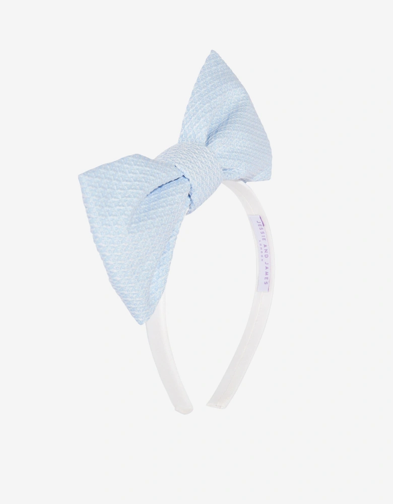 Girls Origami Dotty Jacquard Bow Headband in Blue