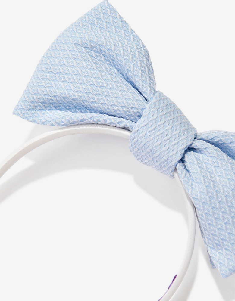 Girls Origami Dotty Jacquard Bow Headband in Blue