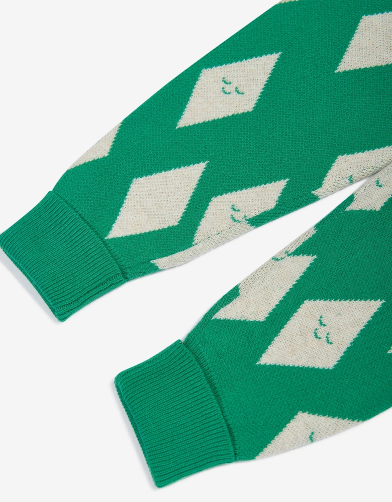 Kids Alden Diamond Knit Joggers in Green