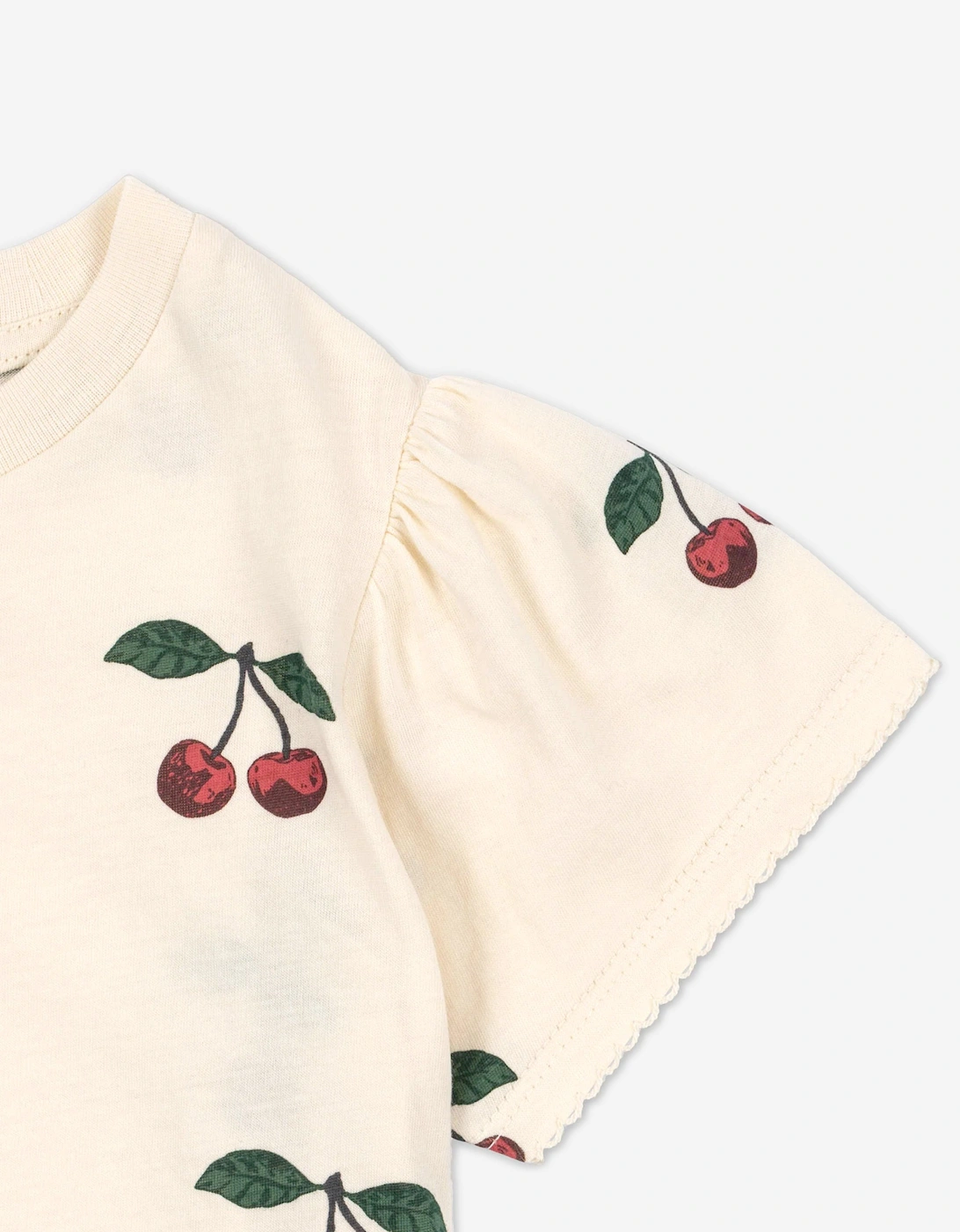 Konges Sløjd Girls Famo Puff Cherry T-Shirt in Ivory