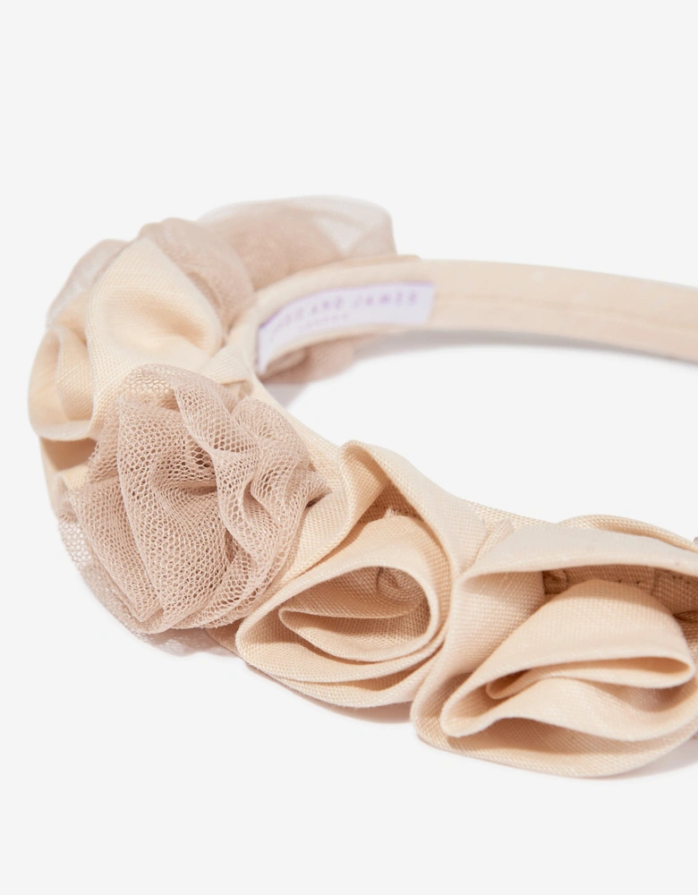Girls Ring On Roses Headband in Beige