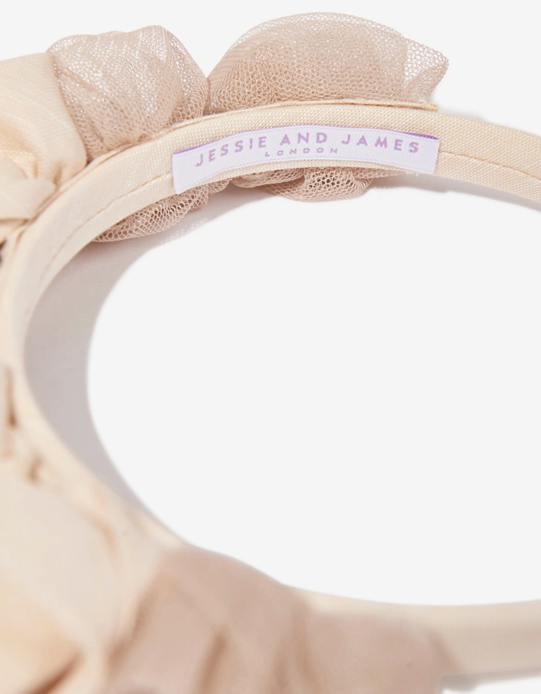 Girls Ring On Roses Headband in Beige