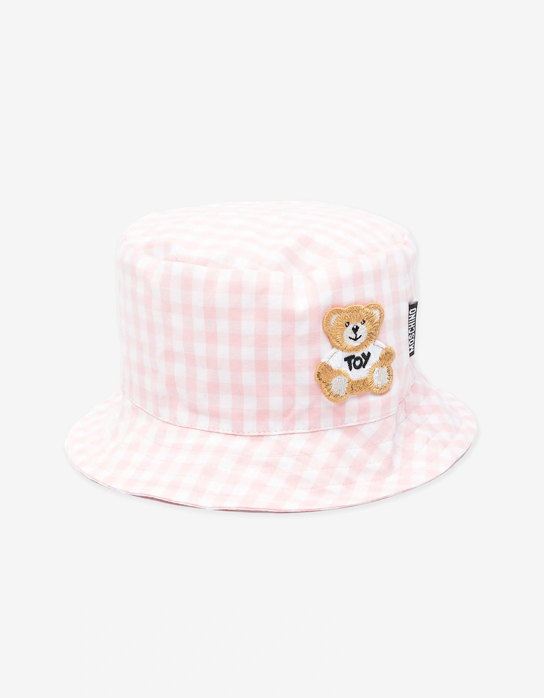 Baby Girls Gingham Teddy Bear Bucket Hat in Pink, 4 of 3