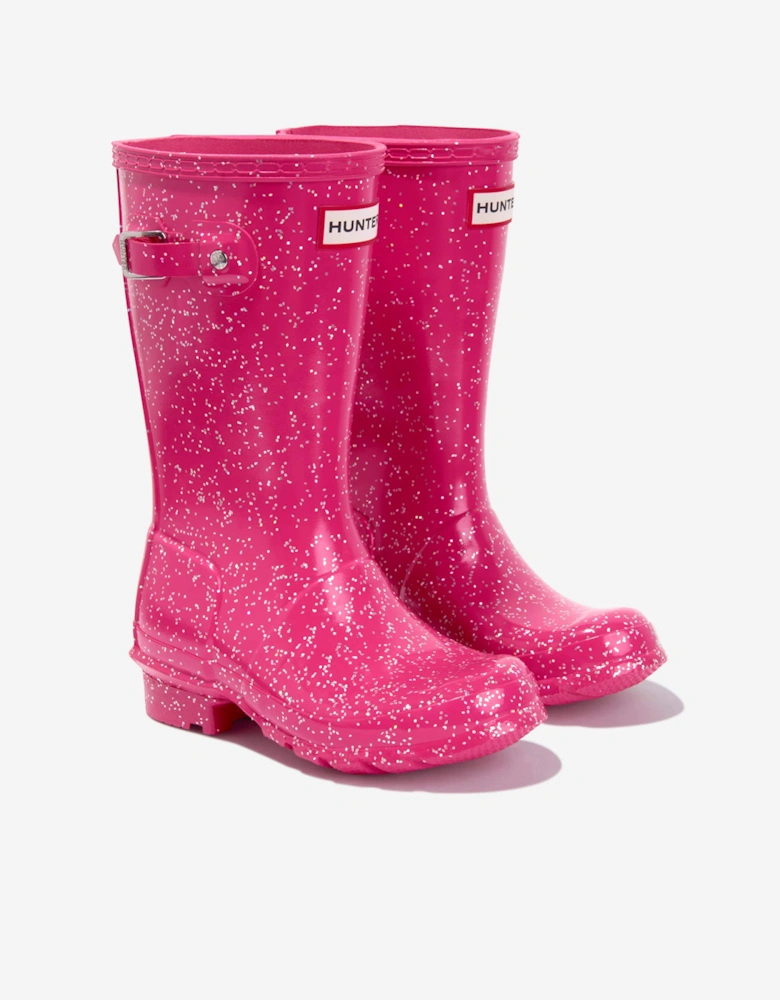 Girls Original Giant Glitter Wellingon Boots in Red