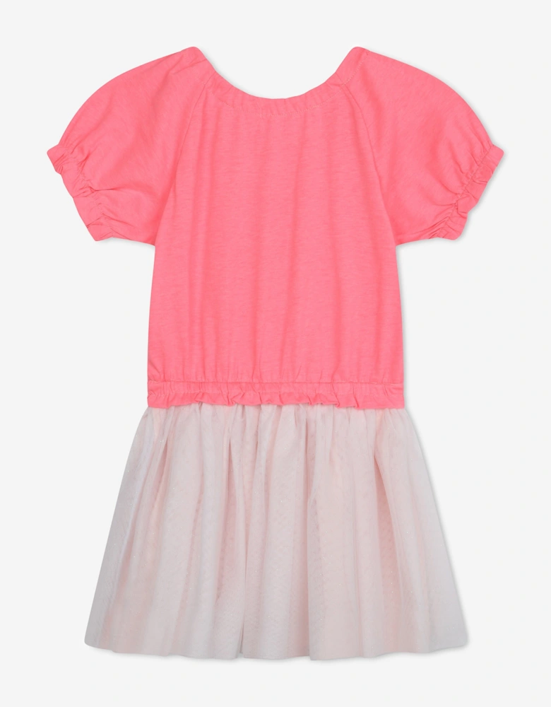 Billieblush Girls Jersey And Tulle Dress in Pink