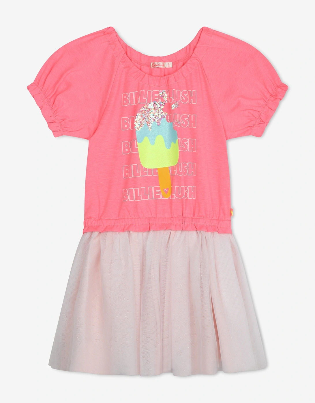 Billieblush Girls Jersey And Tulle Dress in Pink, 5 of 4