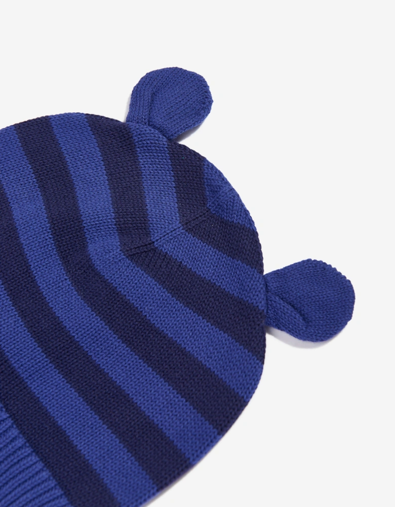 Baby Boys Damson Knit Hat With Ears in Blue