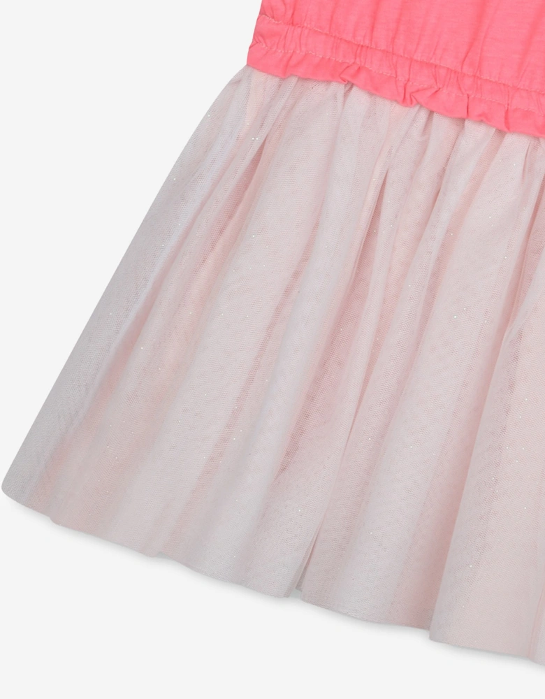 Billieblush Girls Jersey And Tulle Dress in Pink