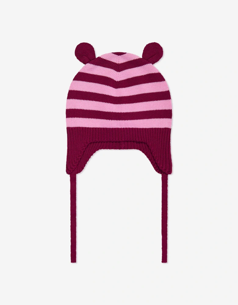 Baby Girls Damson Knit Hat With Ears in Purple