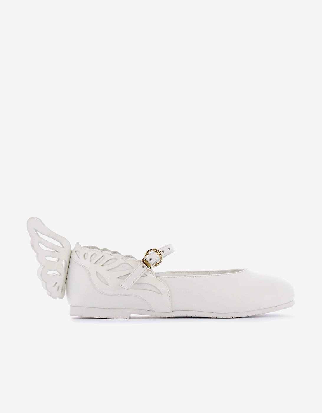 Girl's Sophia Webster Girls Heavenly Flat in White - Size: 5