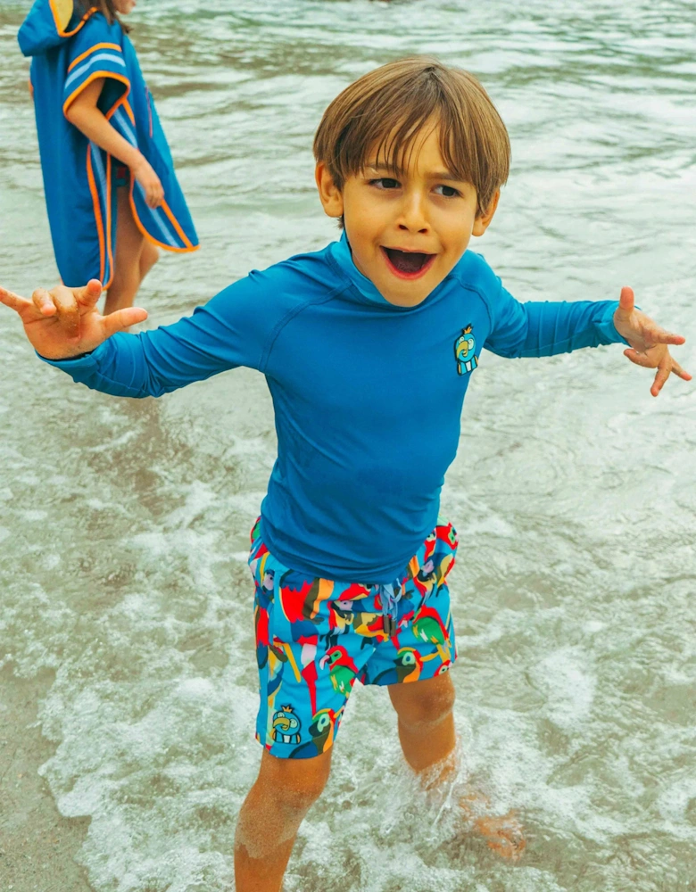 Boys Parrot Swim Shorts in Blue (UPF50+)