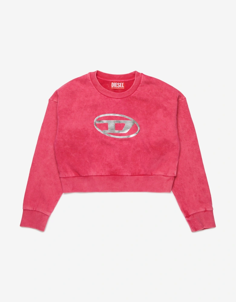 Girls Oval D Logo Sweatshirt in Pink