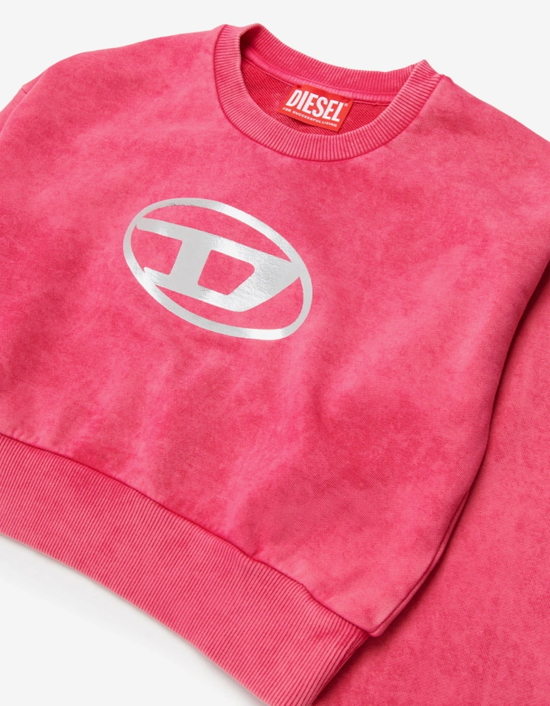 Girls Oval D Logo Sweatshirt in Pink