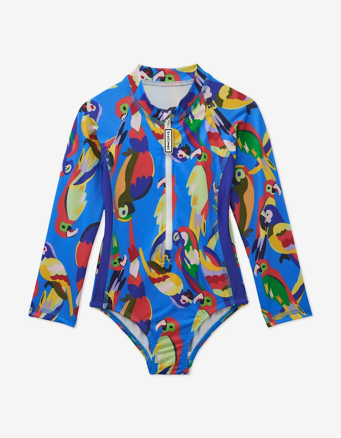 Girls Parrot Swimsuit in Blue (UPF50+), 5 of 4
