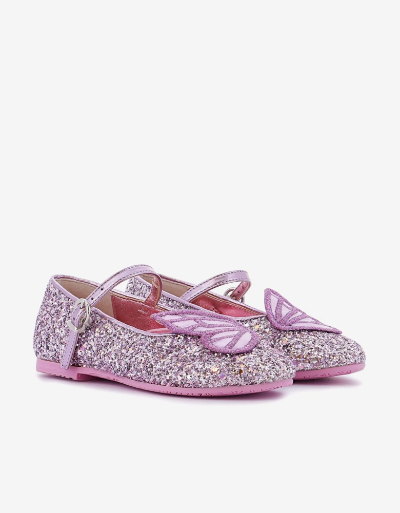 Girls Butterfly Embroidery Flat in Purple