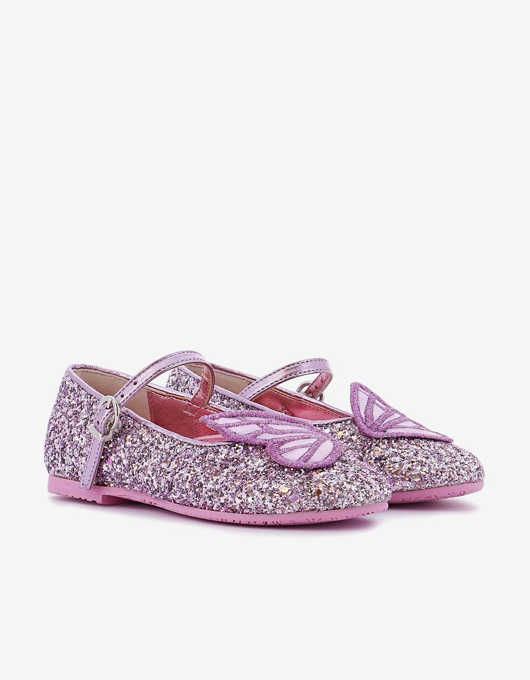 Girls Butterfly Embroidery Flat in Purple