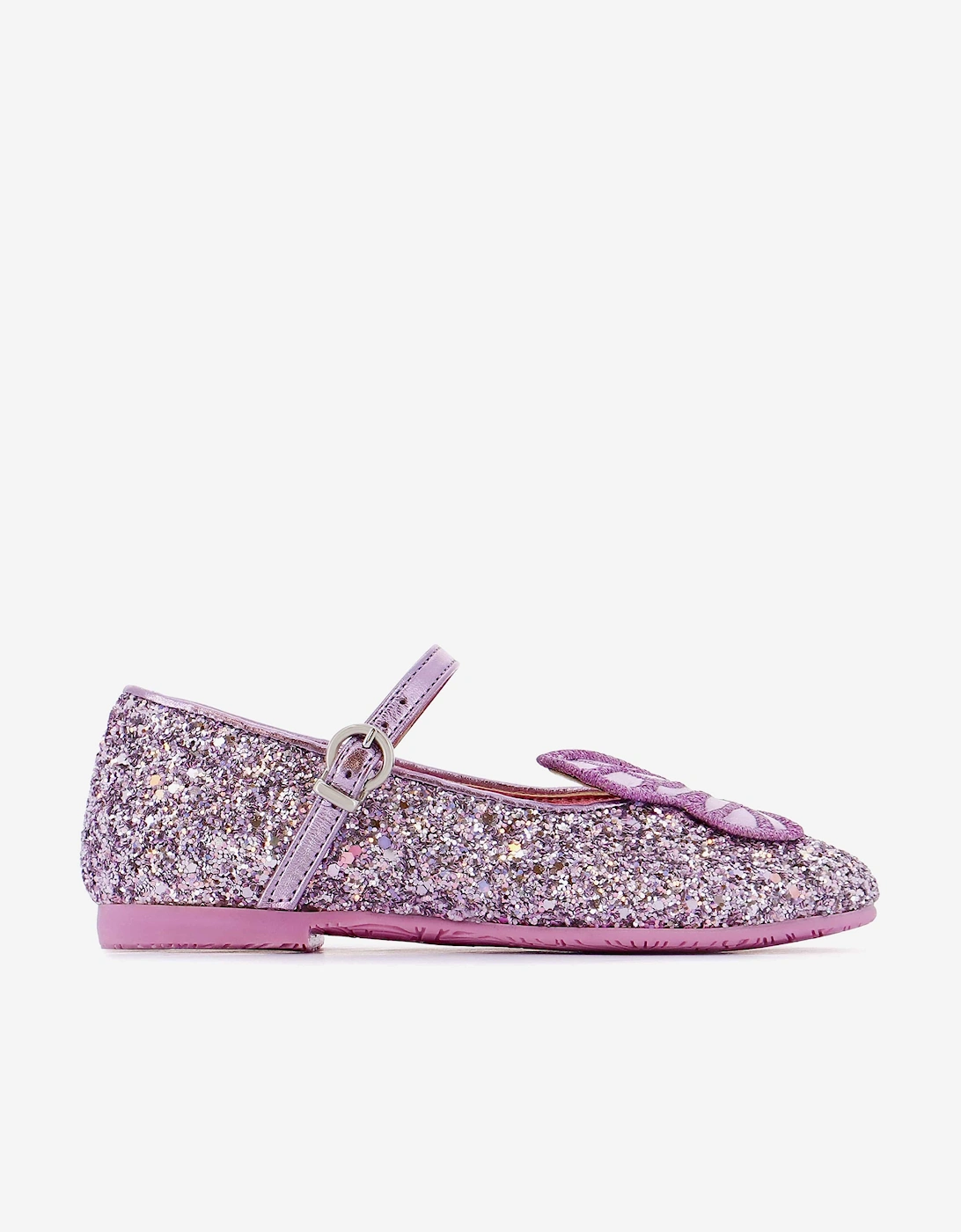Girls Butterfly Embroidery Flat in Purple, 5 of 4