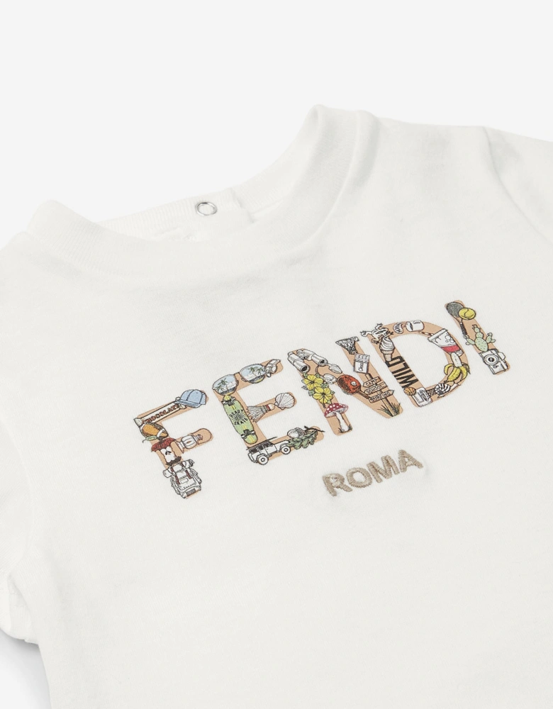 Baby Girls Embroidered Logo T-Shirt in White