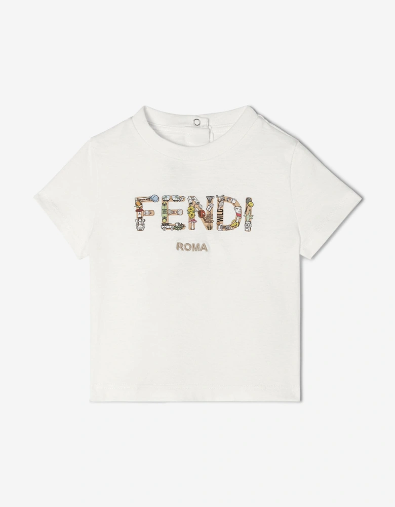 Baby Girls Embroidered Logo T-Shirt in White