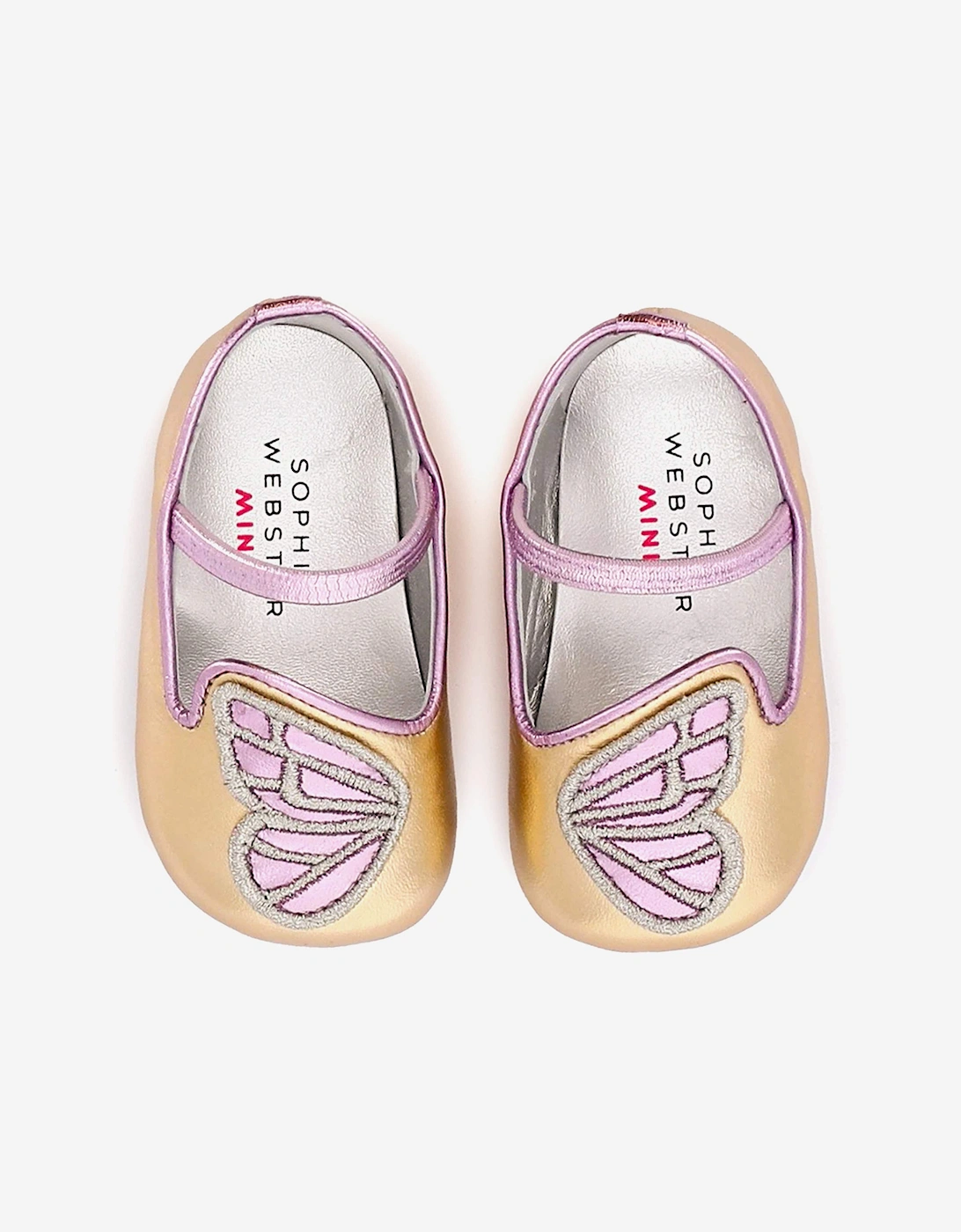 Baby Girls Butterfly Embroidery Flat in Gold