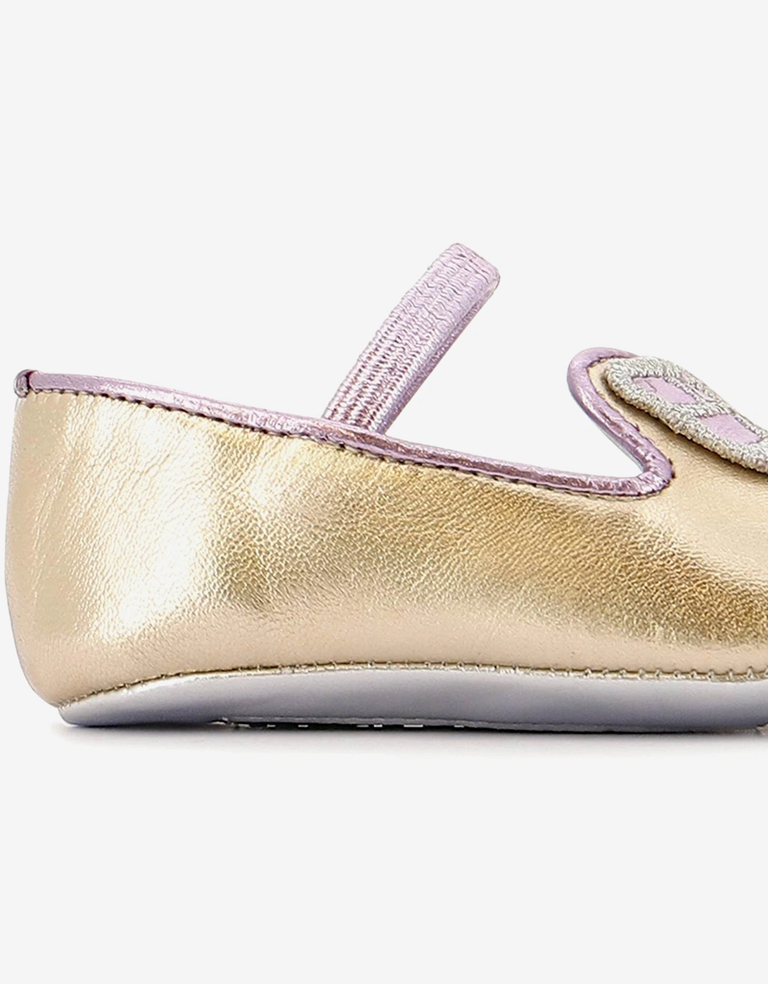 Baby Girls Butterfly Embroidery Flat in Gold