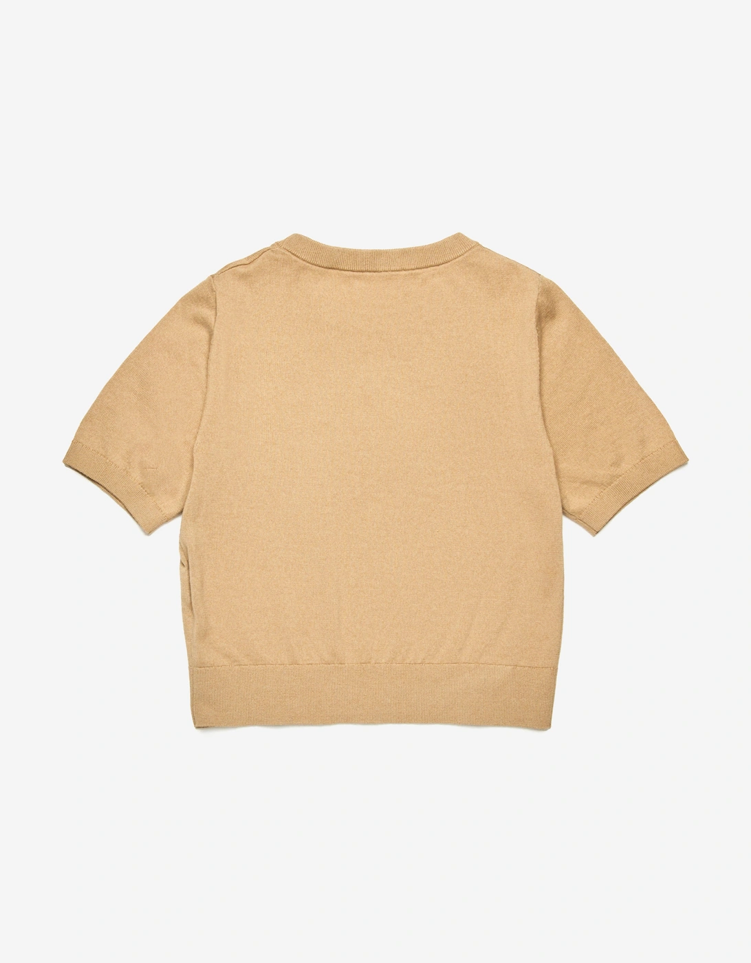 Girls Oval D Cotton Knit Top in Beige