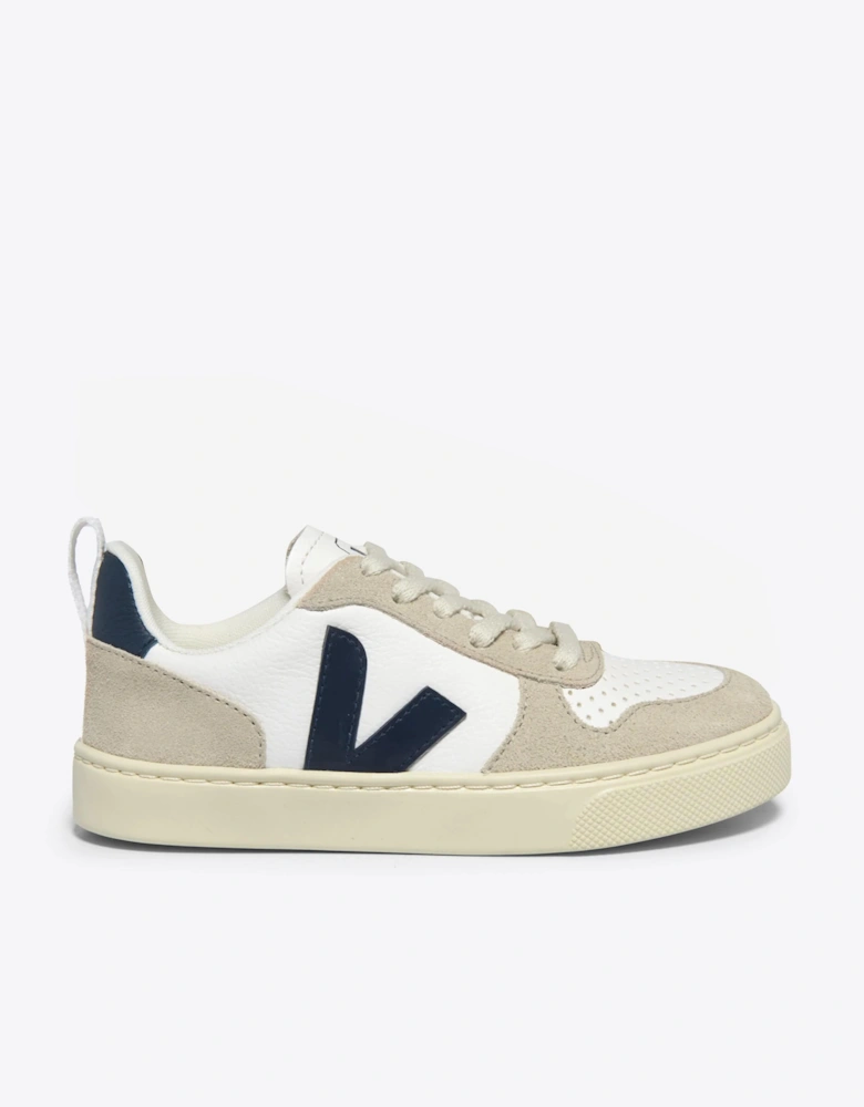 Boys Laces Leather V-10 Trainers in White