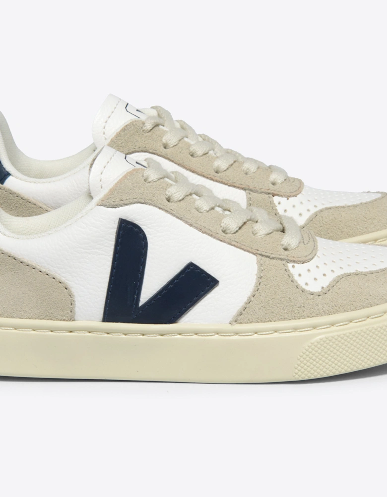 Boys Laces Leather V-10 Trainers in White