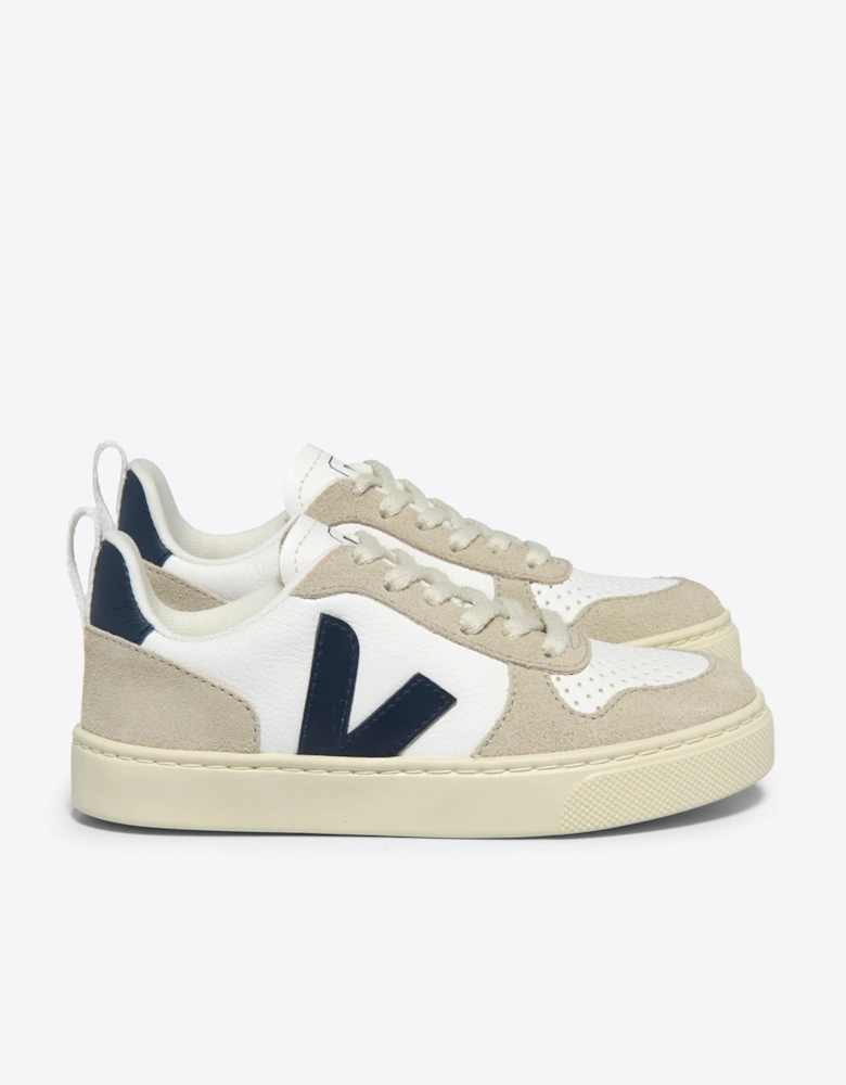 Boys Laces Leather V-10 Trainers in White