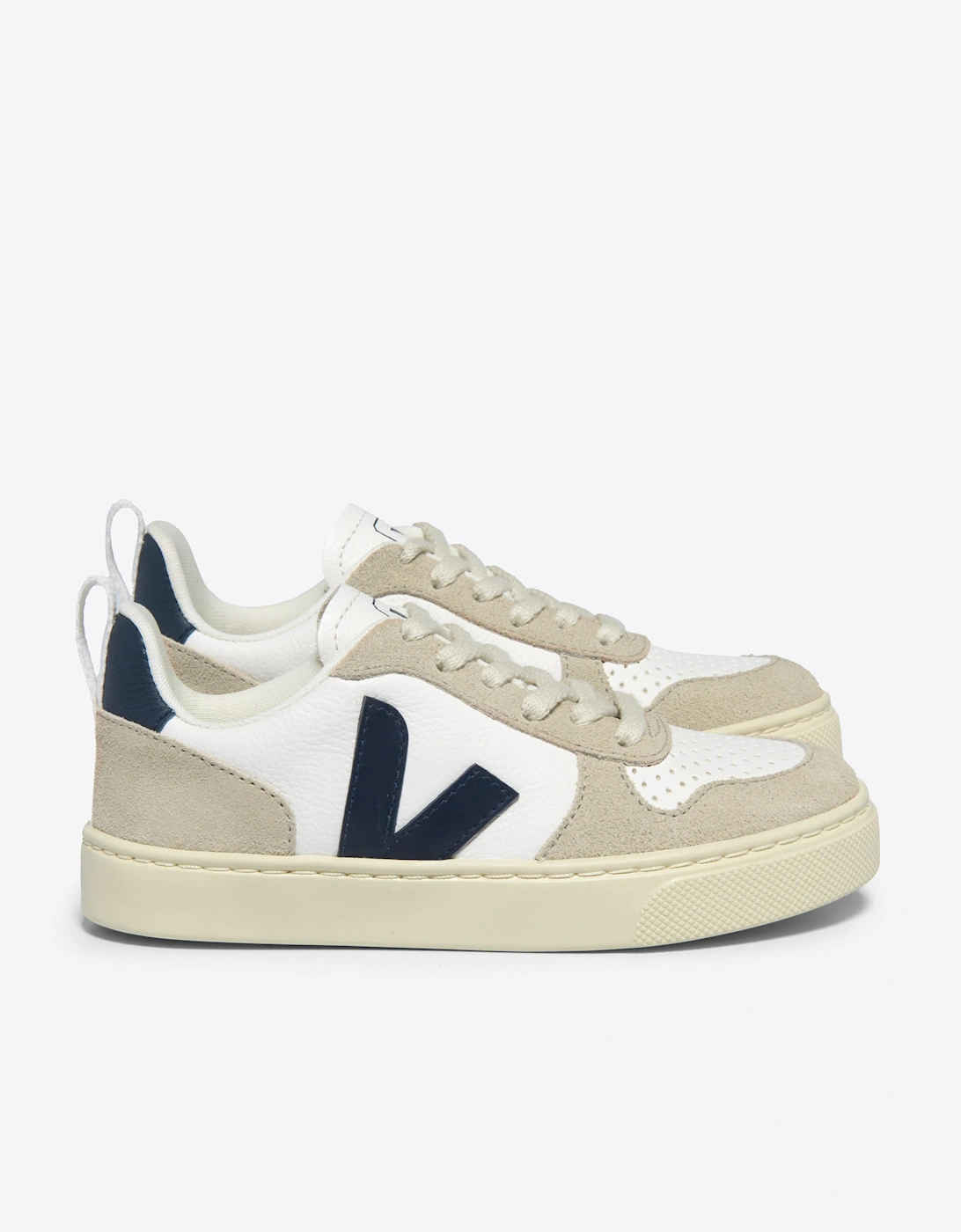 Boys Laces Leather V-10 Trainers in White