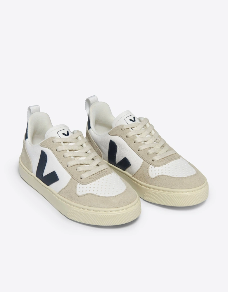 Boys Laces Leather V-10 Trainers in White