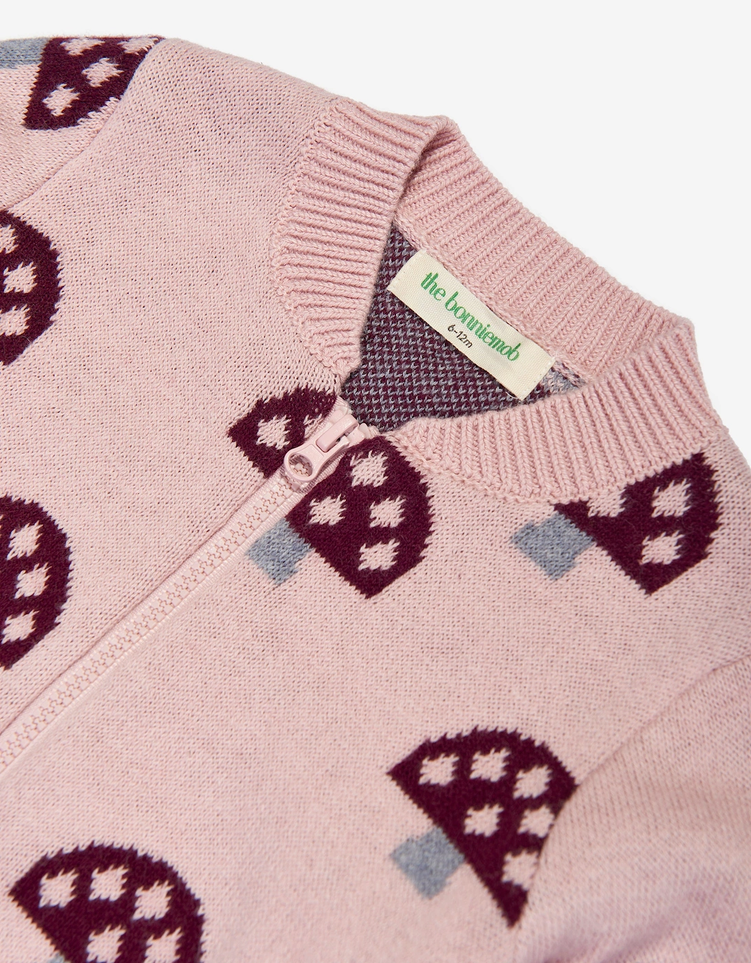 Girls Mushroom Knit Cardigan in Pink