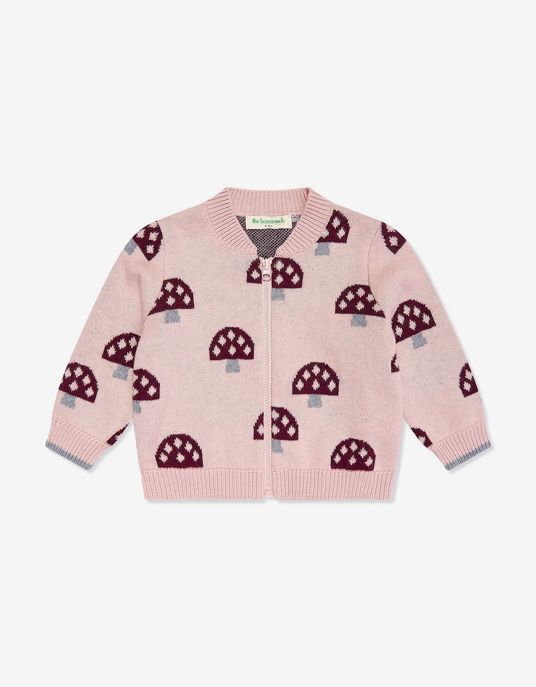 Girls Mushroom Knit Cardigan in Pink, 5 of 4