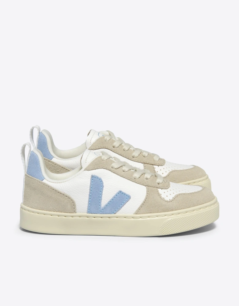 Kids Laces Leather V-10 Trainers in White
