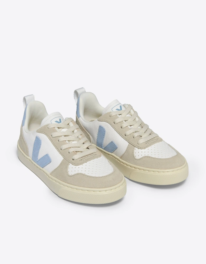 Kids Laces Leather V-10 Trainers in White