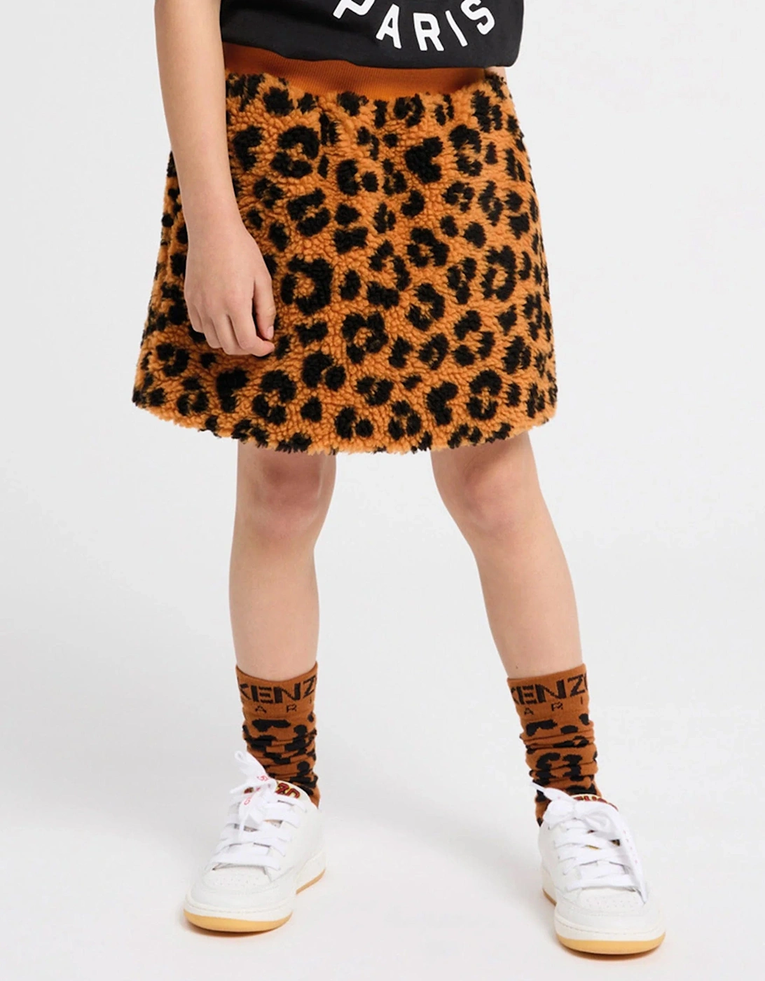 Girls Leopard Skirt in Orange