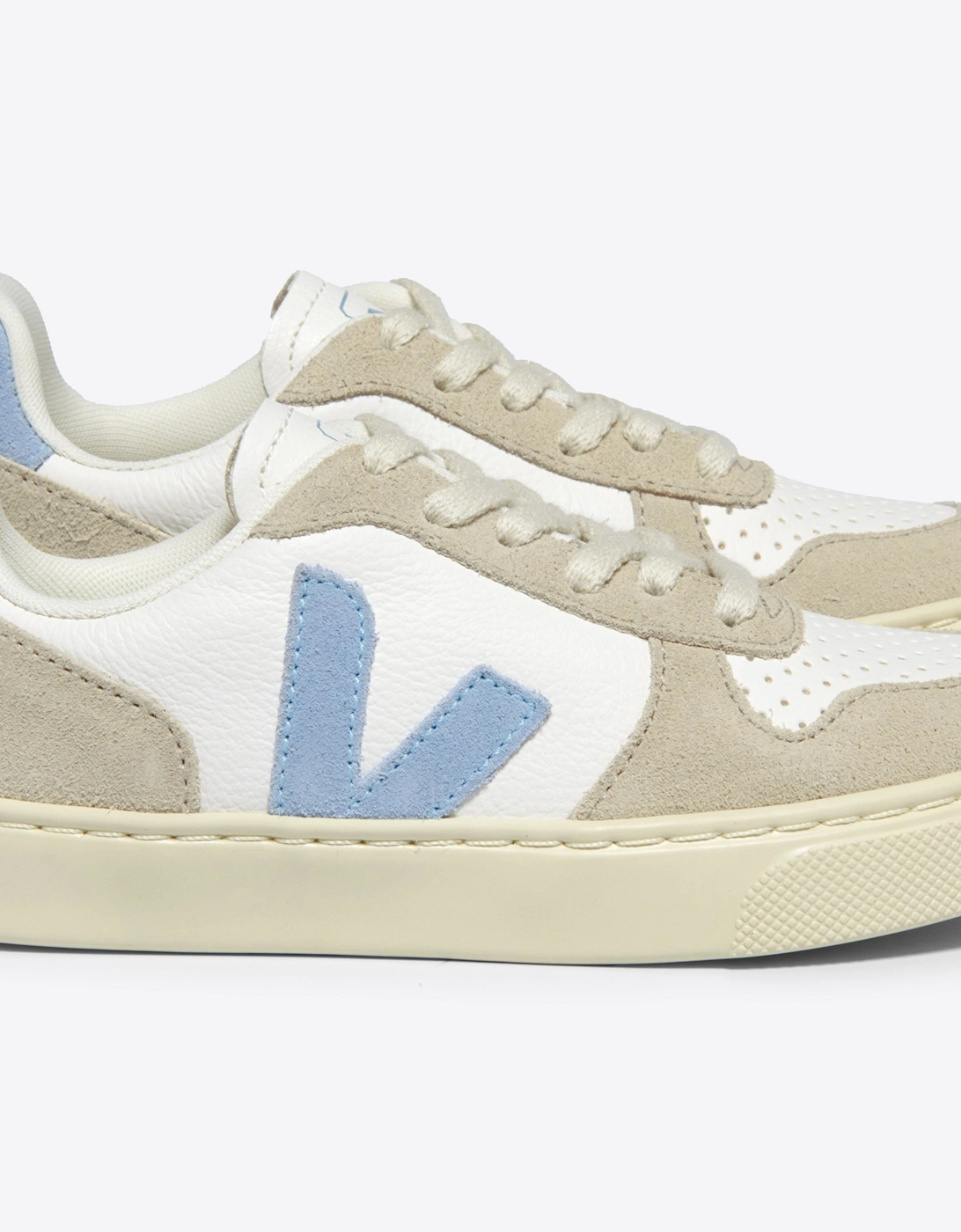 Kids Laces Leather V-10 Trainers in White