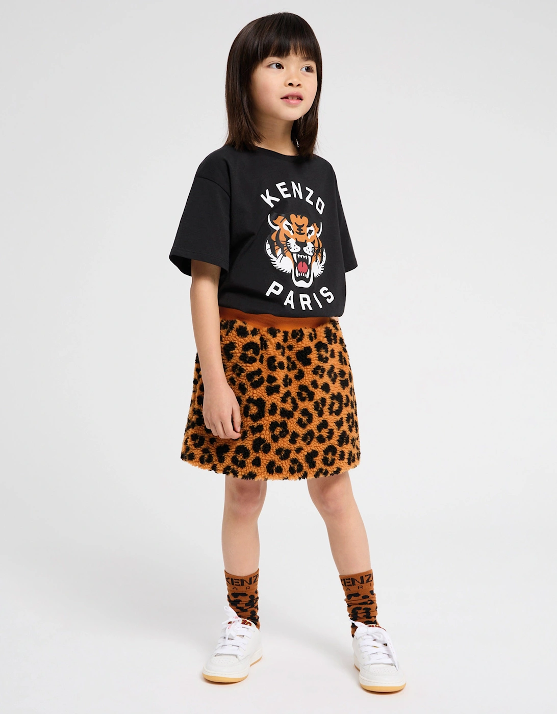 Girls Leopard Skirt in Orange