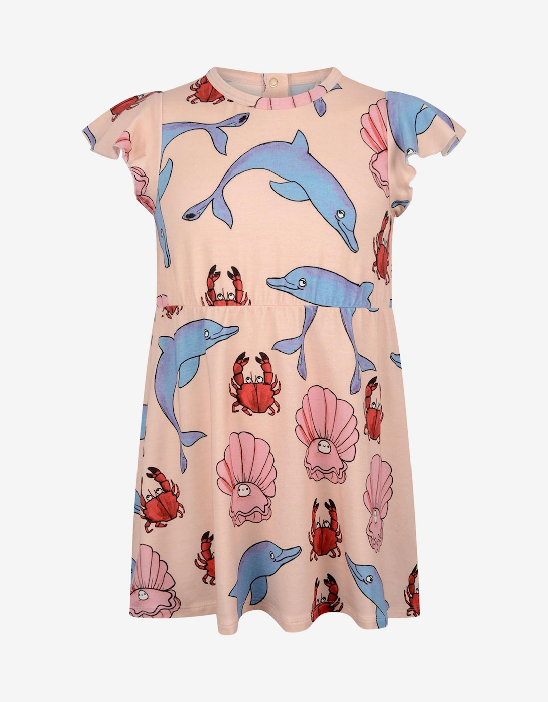 Girls Pink Cotton Dolphin Print Dress, 9 of 8