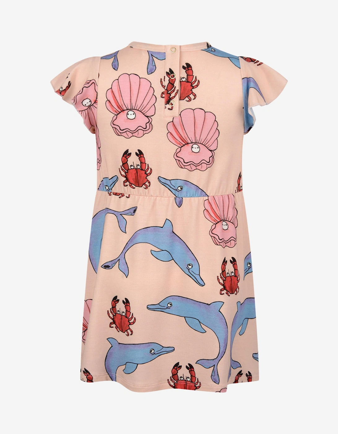 Girls Pink Cotton Dolphin Print Dress