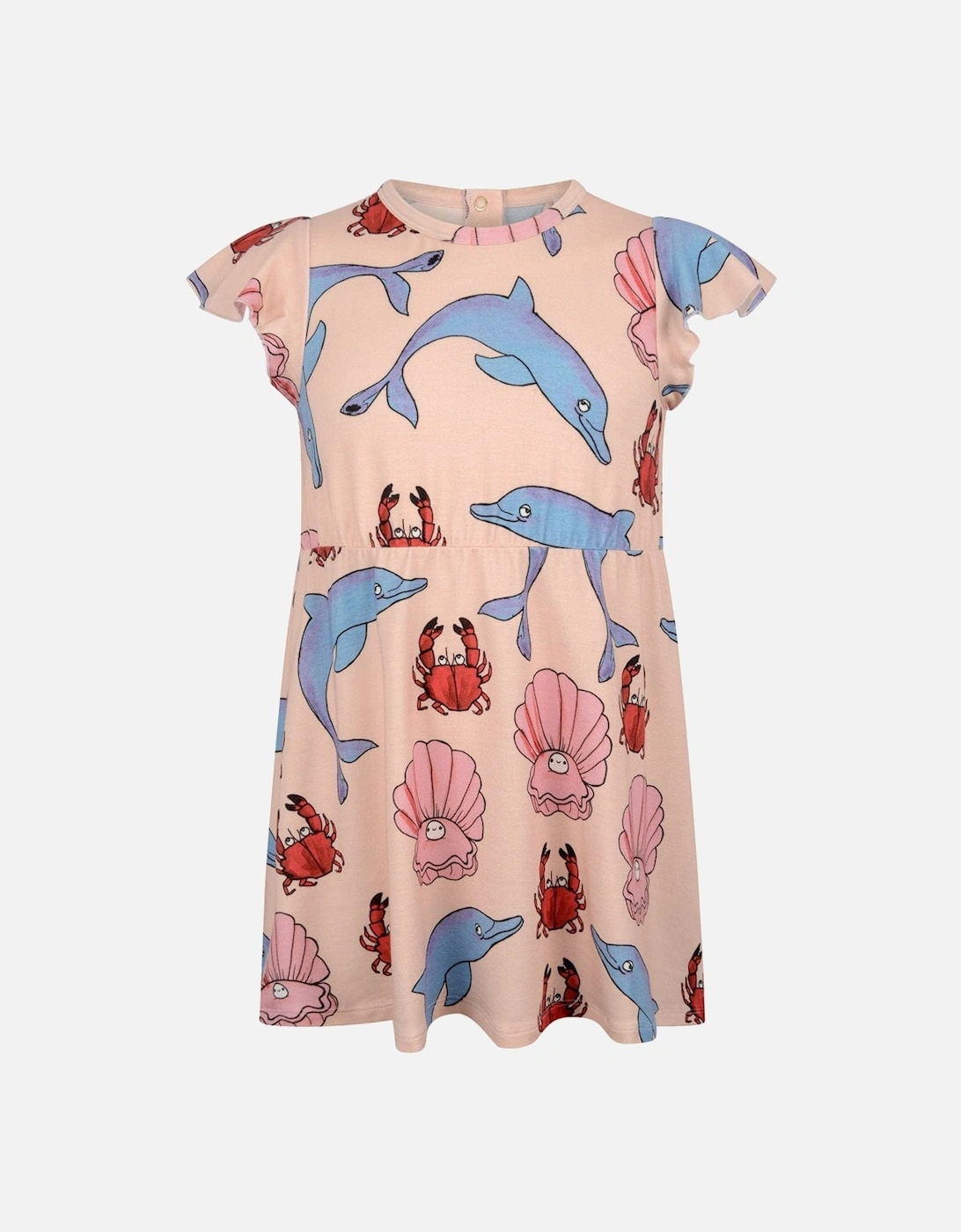 Girls Pink Cotton Dolphin Print Dress