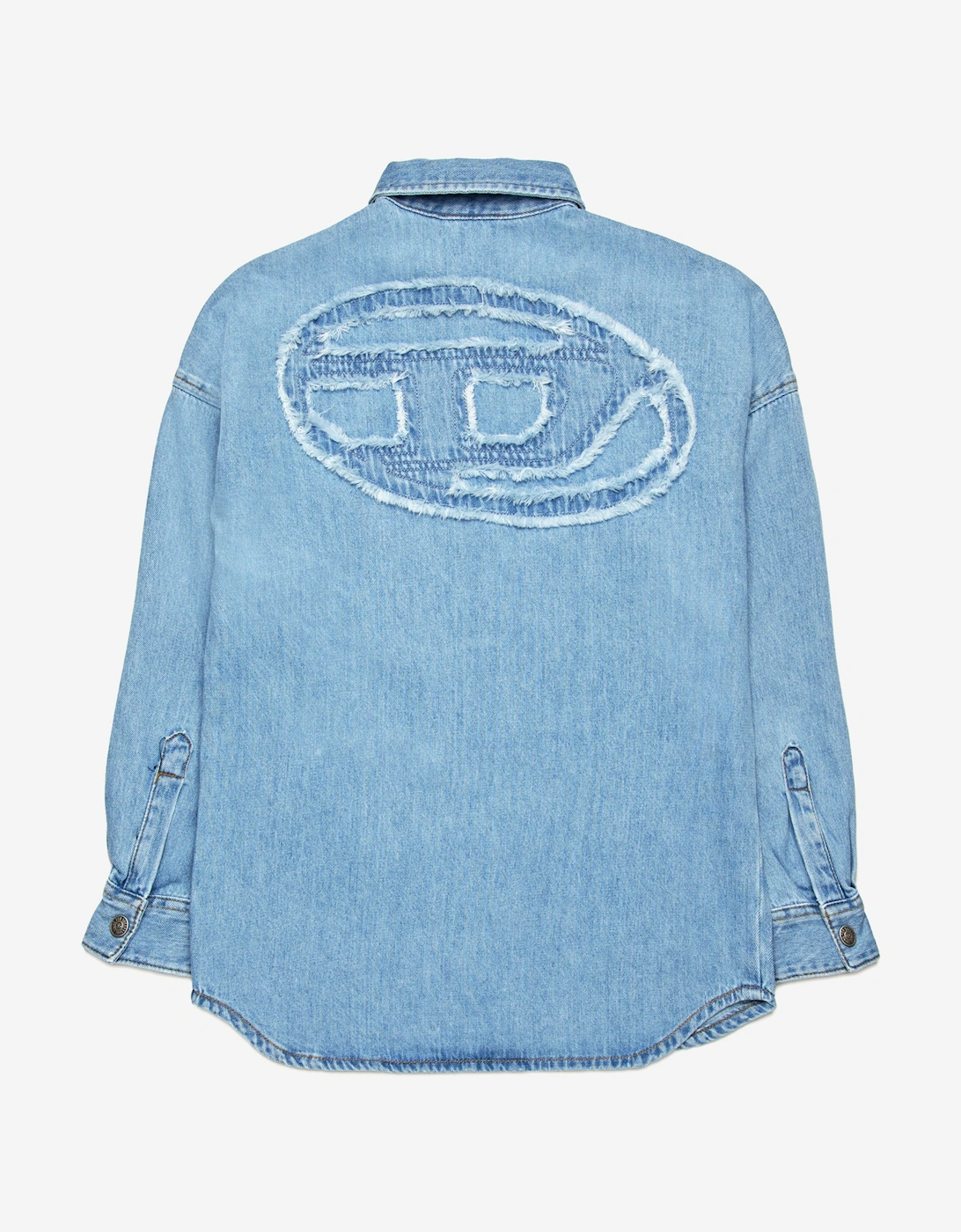 Boys Oval D Back Logo Denim Shirt in Blue